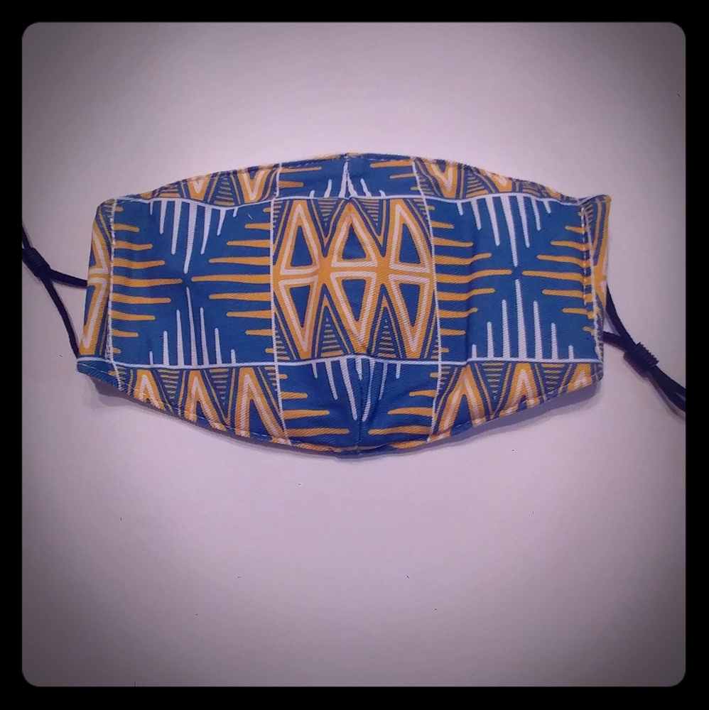 Blue/Yellow Mudcloth Face Mask